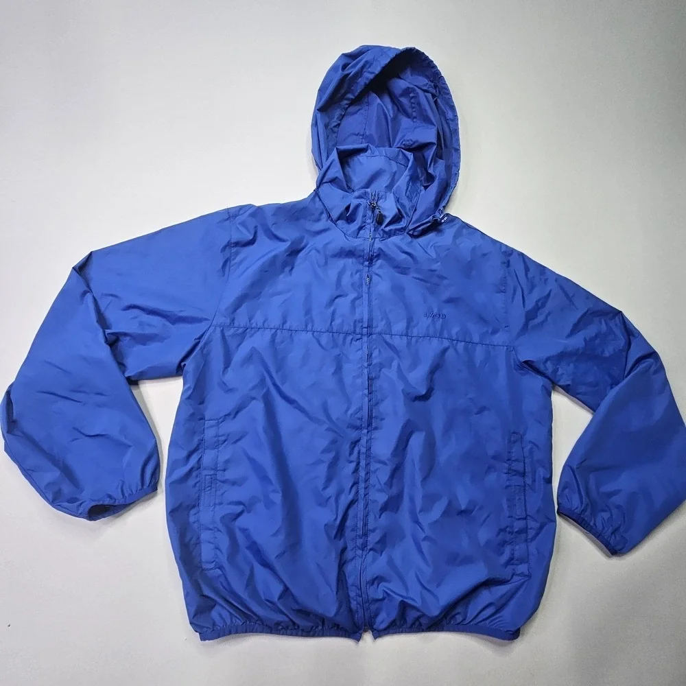 IZOD Golf Men's XL Blue Windbreaker Jacket Full Zip Hooded Performance